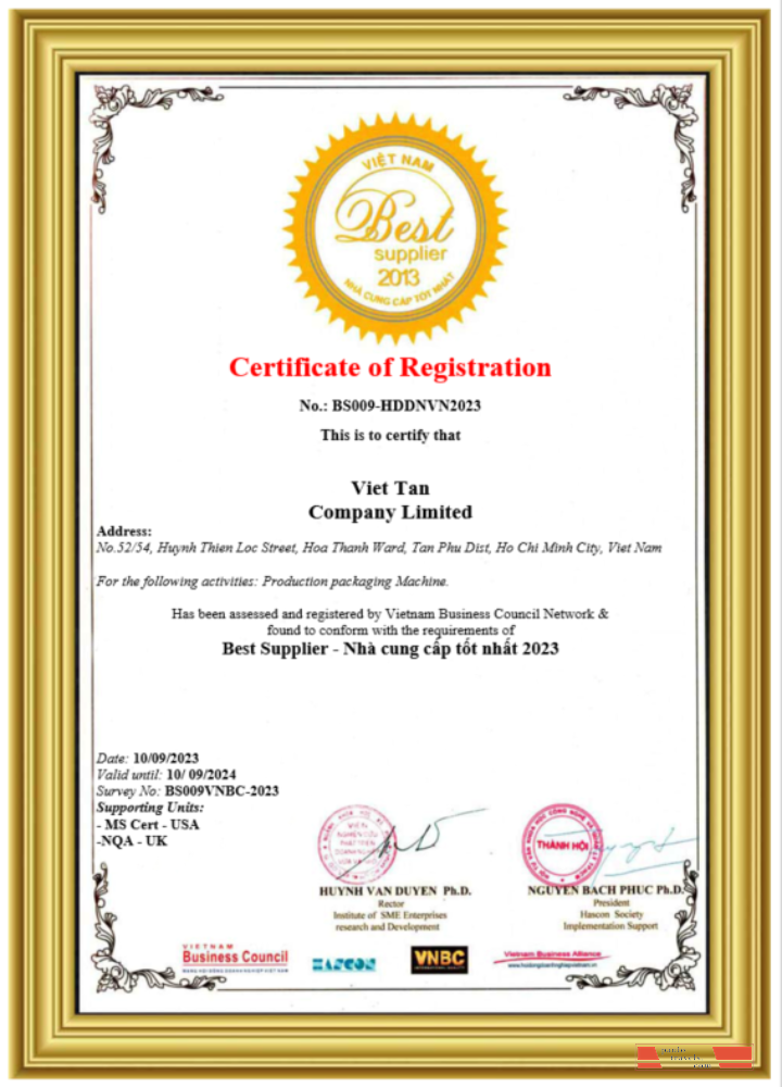 Vietnam certificate of registration Word and PDF template